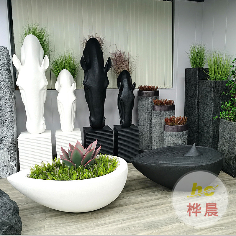 新穎玻璃鋼定制花盆綠化高檔大廈寫(xiě)字樓
